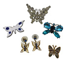 Jewelry Lot Vintage Rhinestone Butterfly Brooch Pin Earrings Cottagecore Enamel