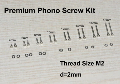 Fixing Screw Kit M2 Stainless Steel /Cartridge/Mounting for Thorens TP Headshell - Image 1 of 2