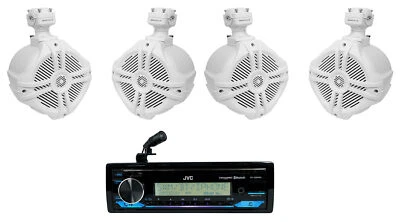 JVC KD-X38MBS 1-Din Marine Stereo Receiver w/Bluetooth+(4) 6.5" Tower Speakers - Image 1 of 4