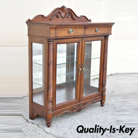 Wynwood Flex Steel Empire Carved Cherry Wood Glass Display Curio China Cabinet Cover