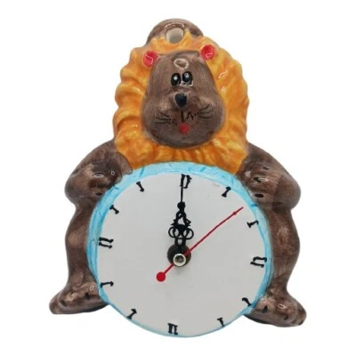 Novelty Wall Clock Ceramic Loin L Appox 7" Works No Chips Or Cracks  - Image 1 of 4