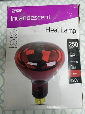 Feit Electric Heat Lamp Red Light Bulb 250W 120V DIMMABLE 250R40/R/HDRP - Image 1 of 4
