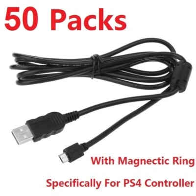 LOTE 50 X 6 PIES/1,8 M USB Cable de Carga de Datos para Controladores SONY PS4 Playstation 4 Foto 1 de 3