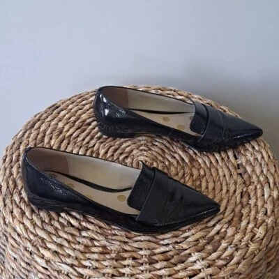 Boden 女式 Octavia 黑色漆皮尖头乐福鞋平底鞋 EU36/5.5 — 第 1/4 张图片