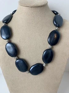 Gorgeous Plastic Blue Beads With Silver Beads Statement Necklace - Picture 1 of 6