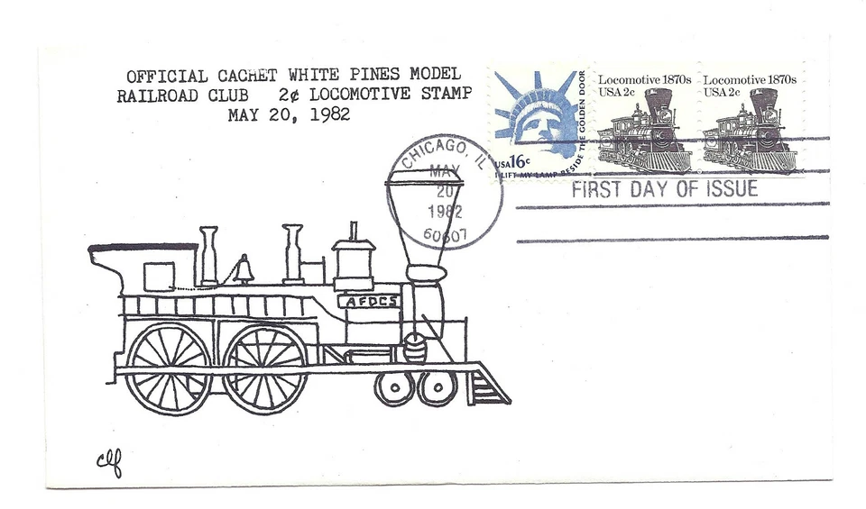 1897A 2c Locomotive 1870s White Pines Model Railroad Club FDC  - Image 1 of 1