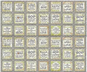 Religious God Lord Phrases Fabric 34" X44" Panel Rejoice Inspirational QT Cotton - Picture 1 of 2