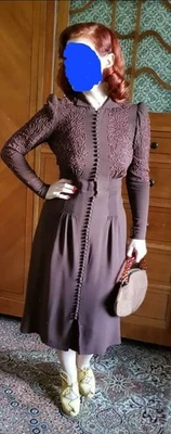 True Vintage Kleid 30er 40er Jahre histor. Original - Bild 1 von 4