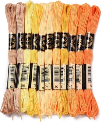 11 Skeins 6 Ply Gradient Embroidery Floss Yellow Crewel Friendship Bracelets Str - Image 1 of 4