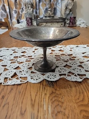 Vntg Oneida Silversmiths 镀银脚座碗供应/装饰。 — 第 1/4 张图片