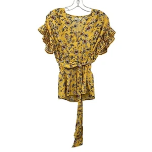 Max Studio Damen Blumen Schößchen Top Gelb/Multi Größe Small Gürtel Neu - Bild 1 von 9