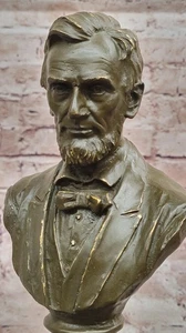 Museumsstil Bronzeskulptur Abraham Lincoln Büste Statue signiert Arrieta Geschenk - Bild 1 von 10