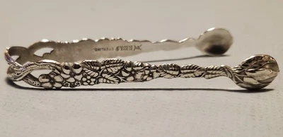 Pinzas de azúcar antiguas de plata esterlina Reed Wade & Smith ornamentadas RW&S Repousse 3,25" Foto 1 de 4