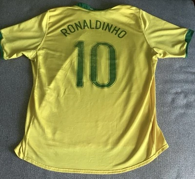 Brazil Ronaldinho #10 Retro Nike Sphere Dry Jersey Men's XL X- Large - Image 1 of 4