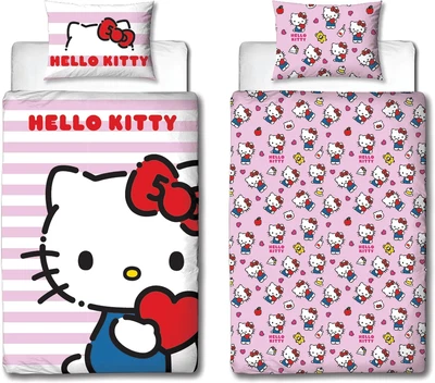 Hello Kitty, Set Copripiumino Singolo Con Licenza Ufficiale Hello Design, Revers - Immagine 1 di 4