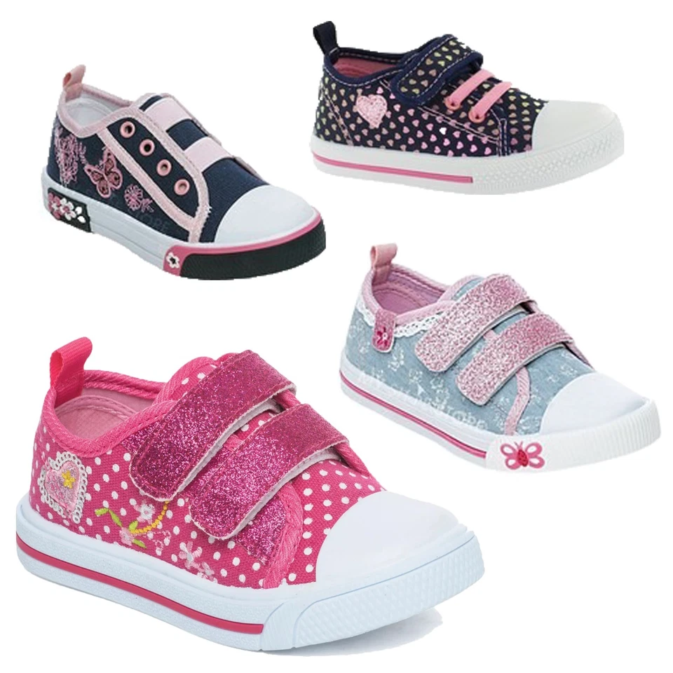 MYSHOESTORE MÄDCHEN SNEAKER LEINEN SCHUHE | KINDER SOMMER FREIZEIT FLACH LOW TOP TURNSCHUHE