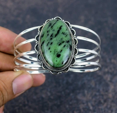 Ruby Zoisite Gemstones Handmade 925 Steling Silver Everyday Jewelry Bracelet - Image 1 of 4