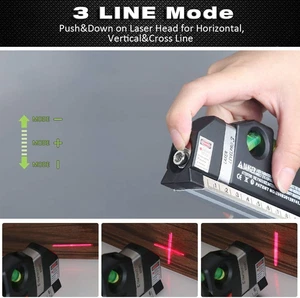 NIVEL TRIPLE CON LASER Y CINTA METRICA 2,5 METROS PILAS INCLUIDAS - Picture 1 of 12