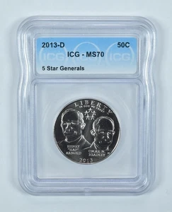 2013-D 5 Star Generals Commemorative Half Dollar MS70 ICG *3437 - Picture 1 of 5