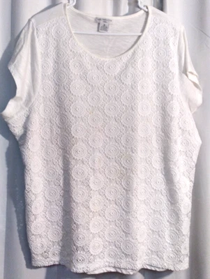Liz Claiborne White Lace 1X  Woman's tank top Shell - Image 1 of 3