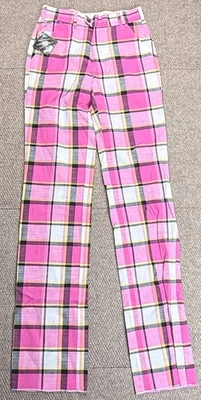 Pantalones de golf Loudmouth a cuadros Strawberry Shake-Y para hombre dobladillo áspero talla 26xUF Foto 1 de 4