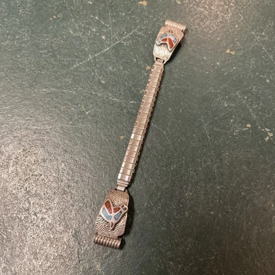 Pulseira de relógio stretch vintage prata esterlina coral turquesa - Imagem 1 de 4