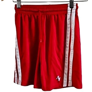 Place Sports Red Athletic Basketball Shorts Boys Size 7/8 White Side Stripes - Picture 1 of 5