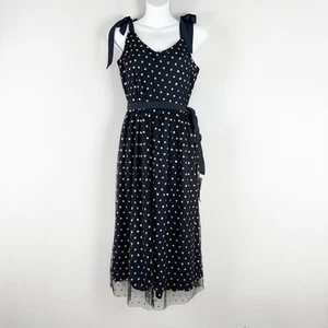 Modcloth Women’s Black Gold Polka Dot Cocktail Party Dress Size M - Picture 1 of 18