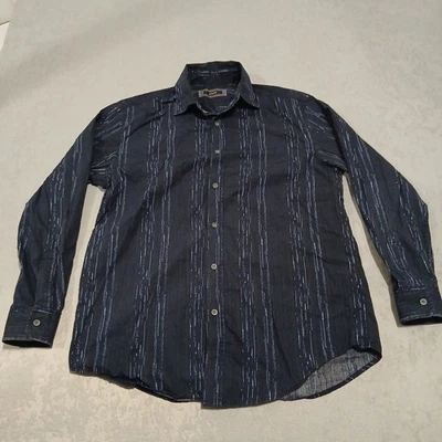 Camisa de hombre Alfani con botones azul medio a rayas calce regular algodón  Foto 1 de 4