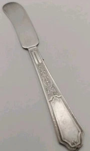 1847 Rogers Bros ANCESTRAL Silverplate Butter Spreader 5.5" Vintage Flat Handle - Picture 1 of 9