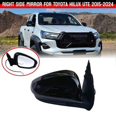 Espelho de porta elétrico lateral direito 3 pinos para Toyota Hilux Ute 2WD 4WD 2015-2024 - Imagem 1 de 4