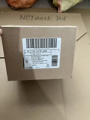 50/Caja Leviton 61110-RW6 Cat 6 Keystone Jack Gigabit RJ45 Blanco Envío Express Foto 1 de 4