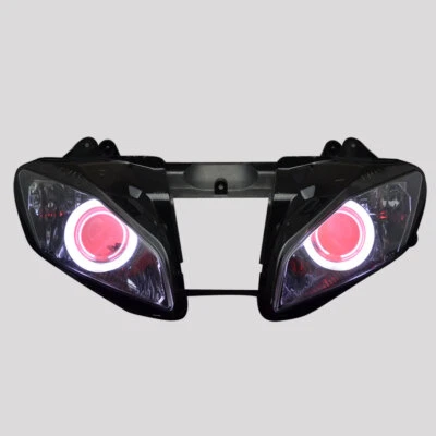 For Yamaha YZF R6 08-15 White Angel Eye Red Eye HID Headlight Projector Assembly - Image 1 of 4