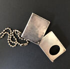  ANTIQUE Arts & Crafts hammered STERLING stamp case chatelaine pendant necklace