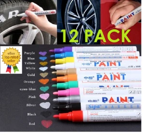Marcador permanente de pintura al óleo pluma vidrio goma contenedor de metal número neumáticos de plástico x 12 - Imagen 1 de 5