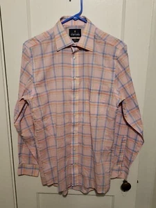 Camisa de vestir de viaje Stafford para hombre regular rosa azul fácil cuidado talla 14,5 32-33 - Imagen 1 de 6