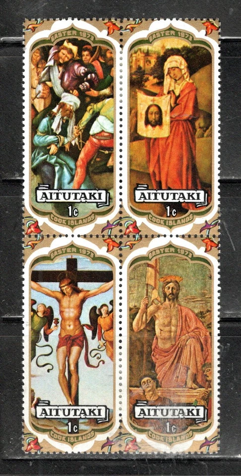 AITUTAKI  COOK ISLANDS STAMPS BLOCK  MINT HINGED NG LOT 186BX - Image 1 of 1