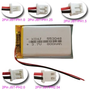 Batteria ricaricabile 3,7 V 800 mAh polimeri Li 553048 2 pin JST-PH 1.0 1.25 1.5 2.54 - Foto 1 di 15