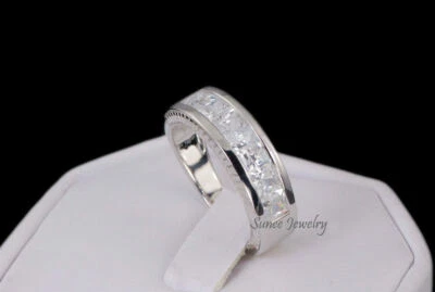 Alianza de boda para hombre corte princesa plata de ley talla 10,25 Foto 1 de 2