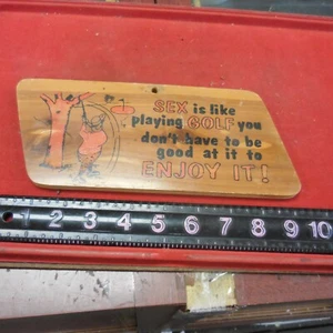 Vintage Golf Plaque Sign Sex Is Like Playing Golf Chelsea Mich #O/H - Picture 1 of 7