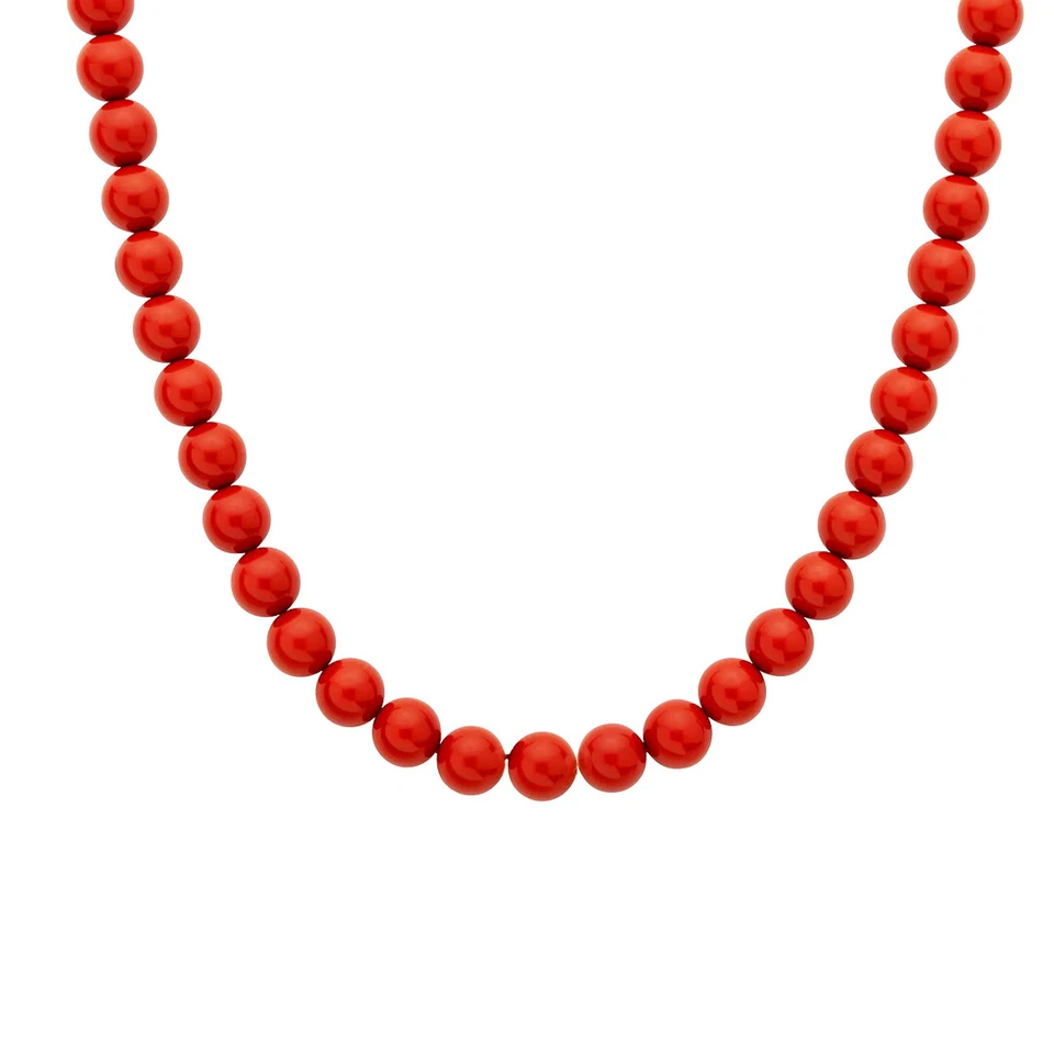 Collana girocollo sfere pasta corallo rosso scelta 6 o 8mm e moschettone argento - Immagine 1 di 1