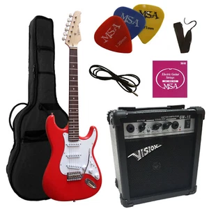 REDSET - E-GITARRE ROT IM SET + VERSTÄRKER ROT GW21 + BAND ROT + KABEL + PIK GAG - Bild 1 von 4