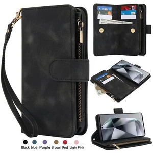 Flip Credit Card Slots Handy Wallet Leather Case Cover For Samsung Galaxy Phone - Picture 1 of 50