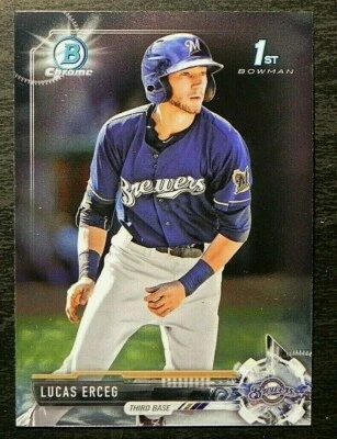 2017 Bowman Chrome Prospects BCP7 Lucas Erceg Milwaukee Brewers 1st Bowman - Image 1 of 2