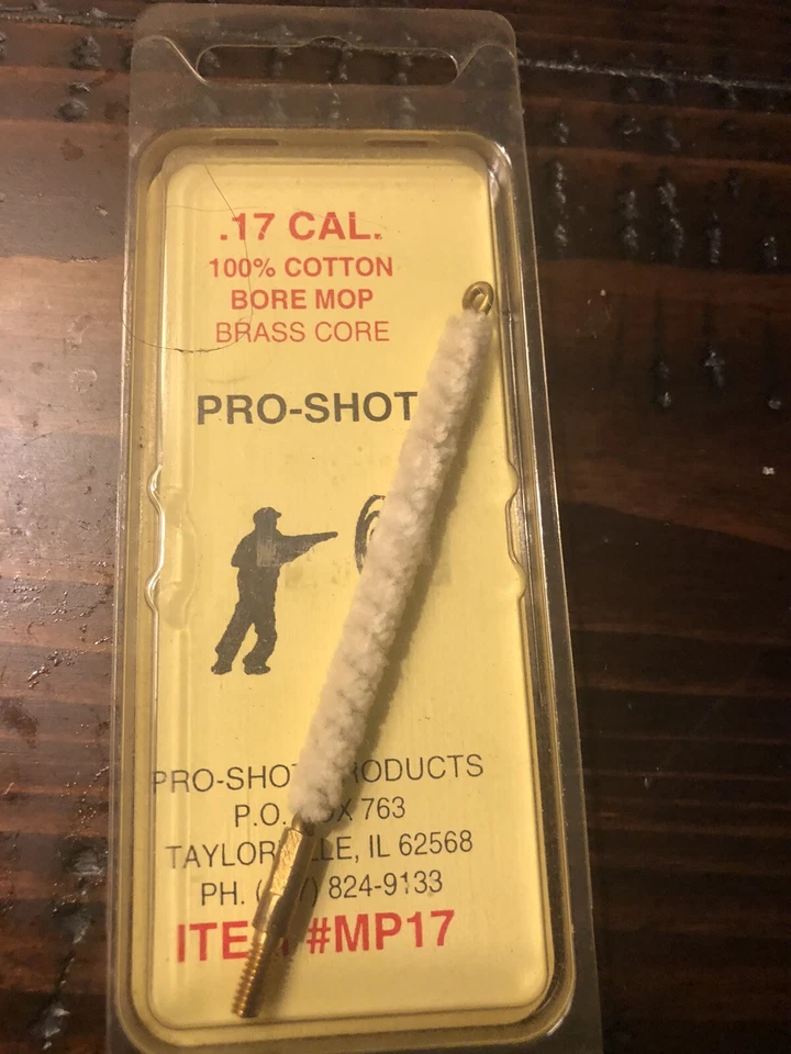 Pro-Shot 17 Caliber Bore Mop 100% Cotton with Brass Core, MP17 - Image 1 of 1