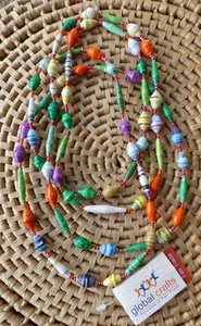 African Jewelry Paper Beads Glossy Necklace Kenya Fair Trade New Colors DDD - Picture 1 of 1
