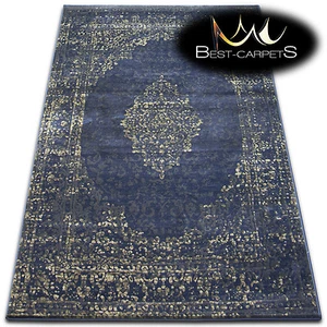 Novelty Pattern Modern Rug 'JASMIN DROP' ornament navy Nice to Touch Soft Rugs - Picture 1 of 1