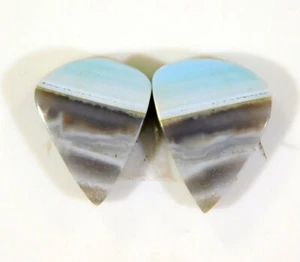 18 Cts 100% Natural Blue Opal Pair Fancy Cabochon Gemstone Jewelry Making DH=354 - Picture 1 of 6
