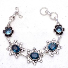 Jewelry Bracelet 7-8" Jw056 Blue Indicolite Gemstone Handmade