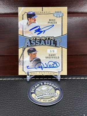 Asalto de grano de madera de hoja 2024 doble automático #GA2-5 Mike Piazza Gary Sheffield/6 Foto 1 de 2